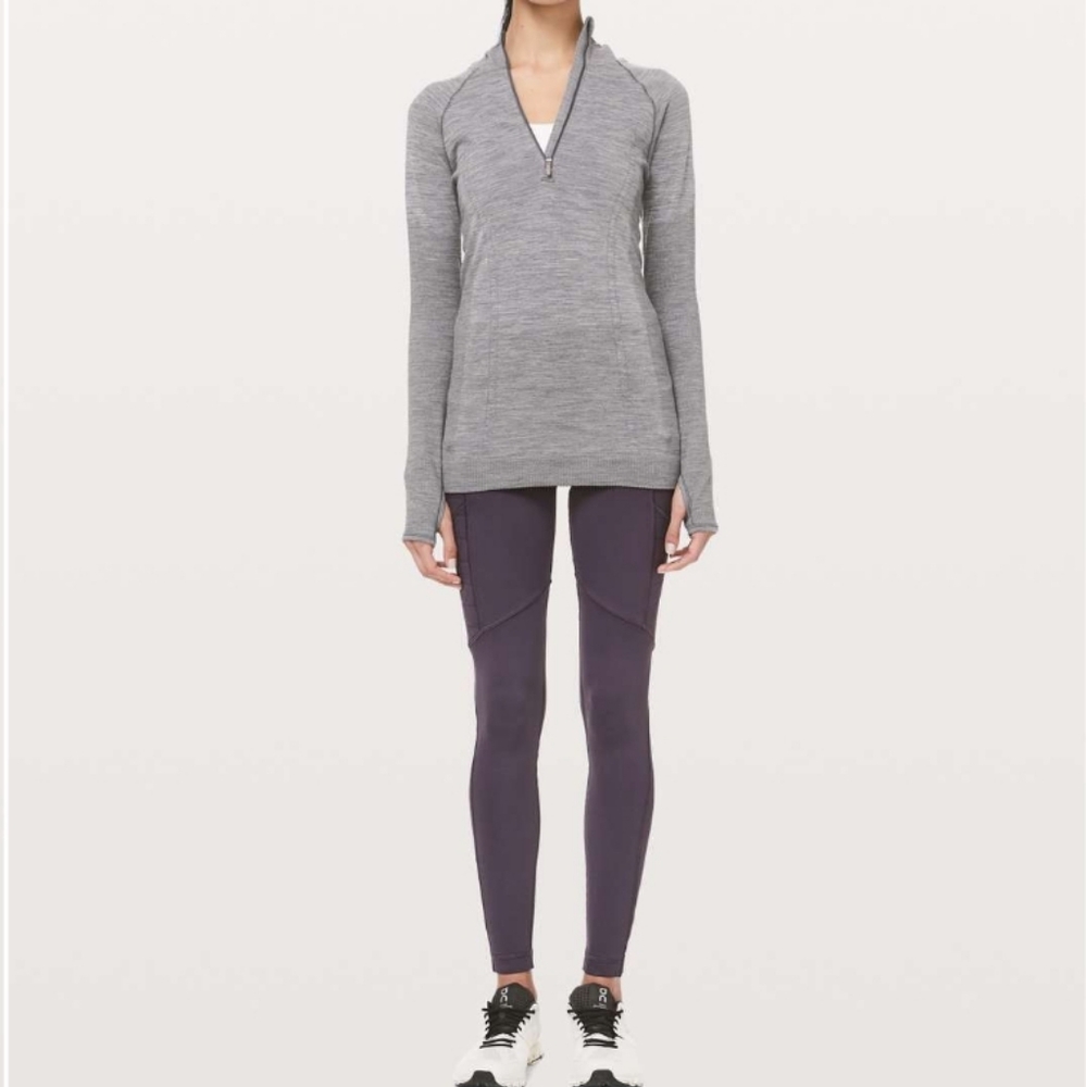 lululemon athletica swiftly merino wool 1/2 zip - size 8 - good condition!